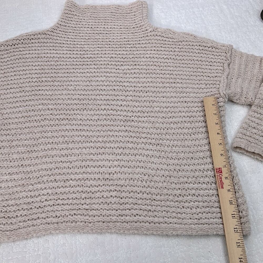 Aerie beige comfy wool blend mock neck loose knit pullover long sleeve sweater S - Picture 5 of 8